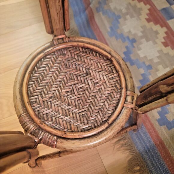 Double Plant Stand Wicker Cane Rattan 2-Level NICE! 36"H MINT VTG - Picture 8 of 11